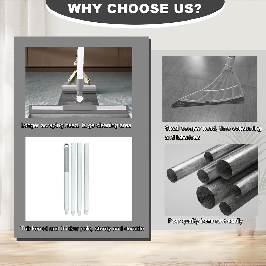Squeegee Broom for Floor Shower Squeegee with Long Handle Rubber Wiper for Bathroom Tile Shower