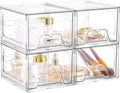 Plastic Drawers Storage, 4 Pack Clear Stackable Storage Drawers, Acrylic Storage Bins with Drawers