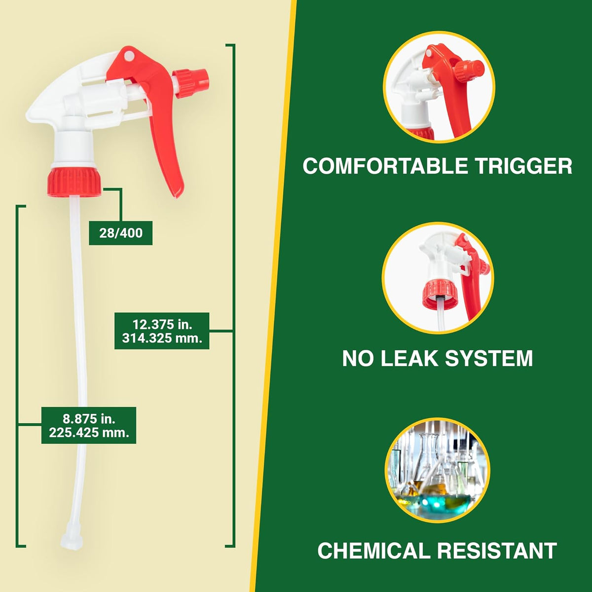 Heluva Green Spray Bottle Nozzle Replacement, Bottle Tops Only - Sprayer Nozzle Triggers for Heavy