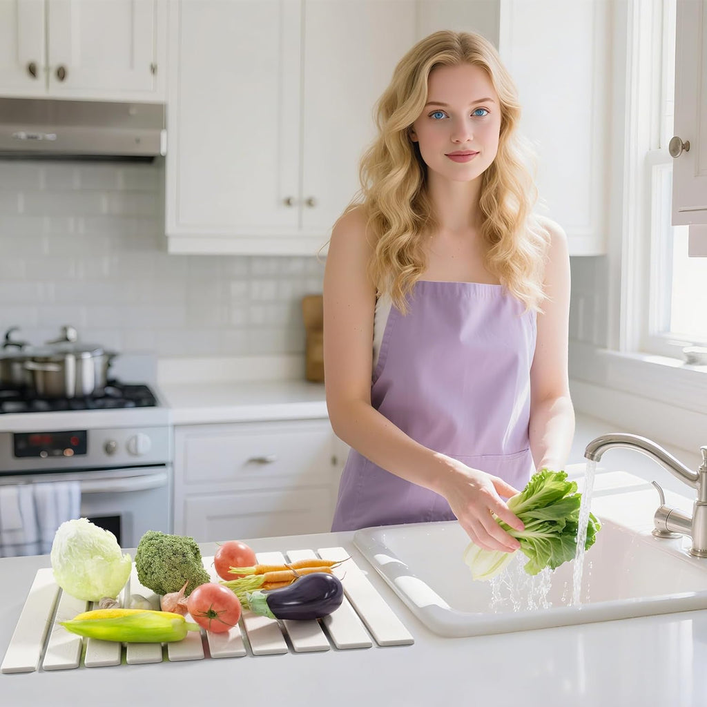 Large Stone Dish Drying Mats for Kitchen Counter,23.6''x15.3'' Foldable Quick Dry Stone Mat
