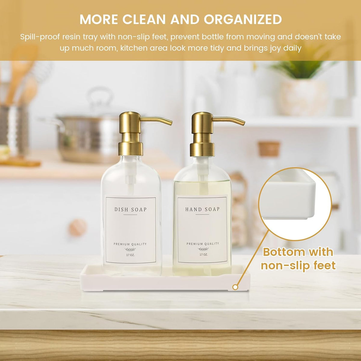 Glass Soap Dispenser for Kitchen Sink,Farmhouse Dish Soap Dispenser&Hand Soap Dispenser