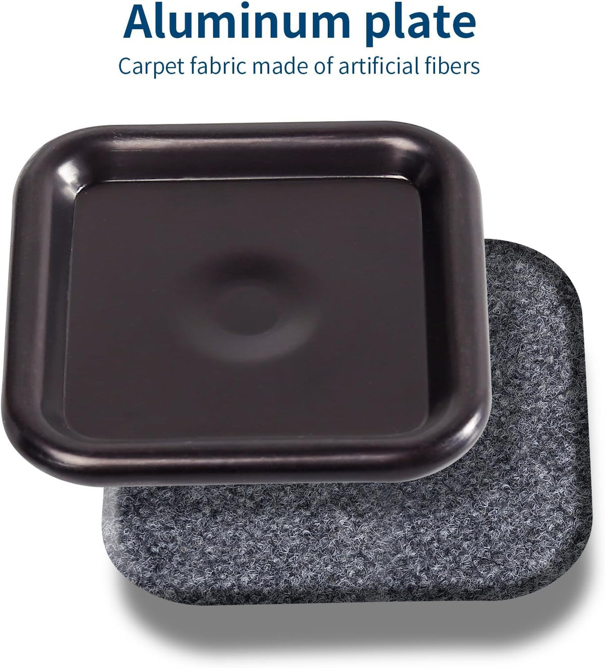 Ezprotekt 2 1/2" Square Reusable Felt Furniture Caster Cups with Carpet Bottom, 16 Pcs Felt