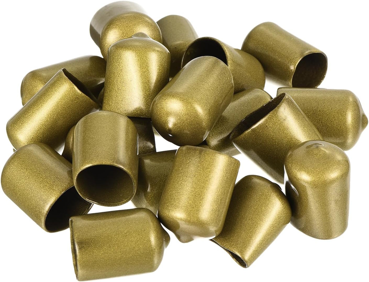 uxcell 20pcs Rubber End Caps 17mm ID Vinyl Round Tube Bolt Cap Cover Thread Protectors Gold