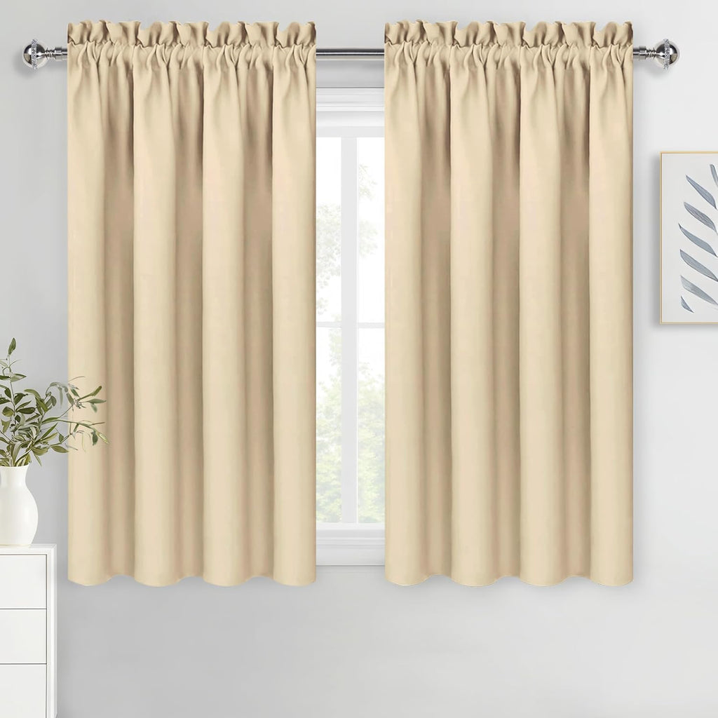 DWCN Beige Blackout Curtains for Bedroom – Rod Pocket Thermal Insulated Energy Saving Drapes for