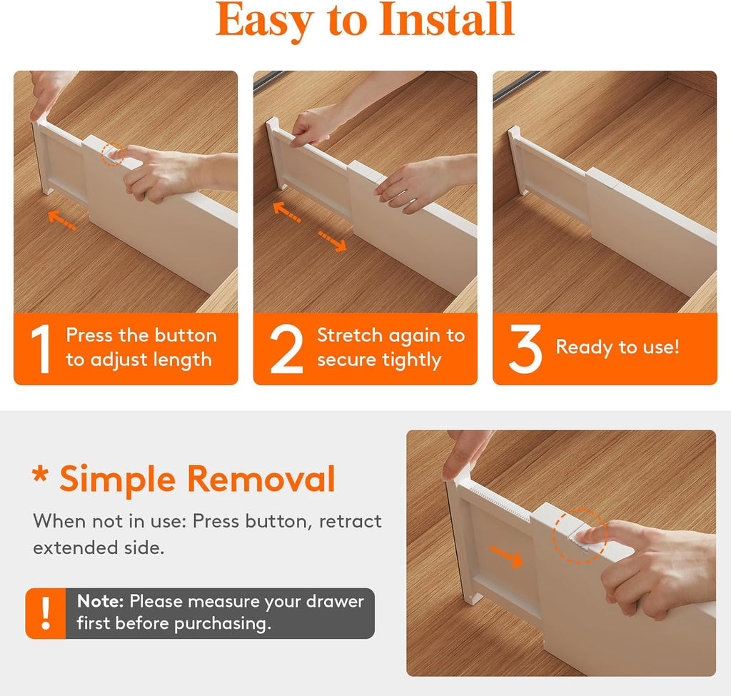 Lifewit 5 Pack Drawer Dividers Plastic 6" High, 13.5-22" Adjustable Drawer Organizers for Clothes