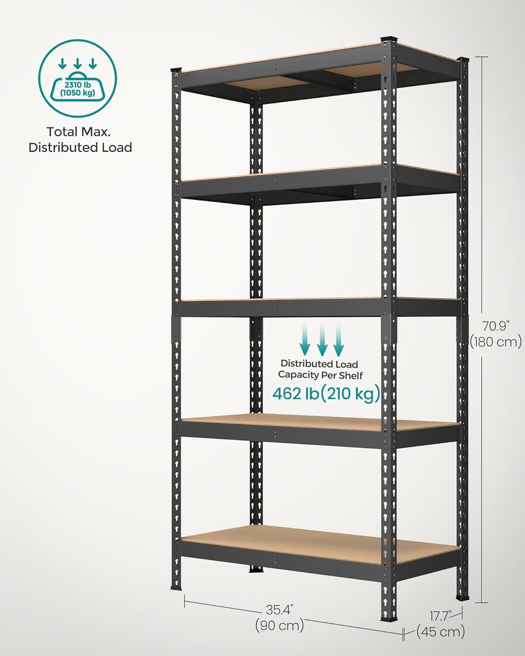 SONGMICS 5-Tier Storage Shelves, Load 2310 lb, Set of 2 Garage Storage, Boltless Assembly