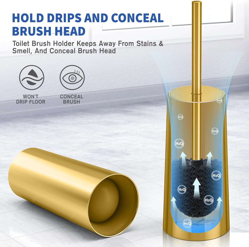 Toilet Brush and Holder, Toilet Brush Stainless Steel, Toilet Bowl Brush for Bathroom