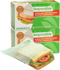 Responsible Products Certified Compostable SANDWICH Resealable Zip Bag, Extra Strength Food Bags