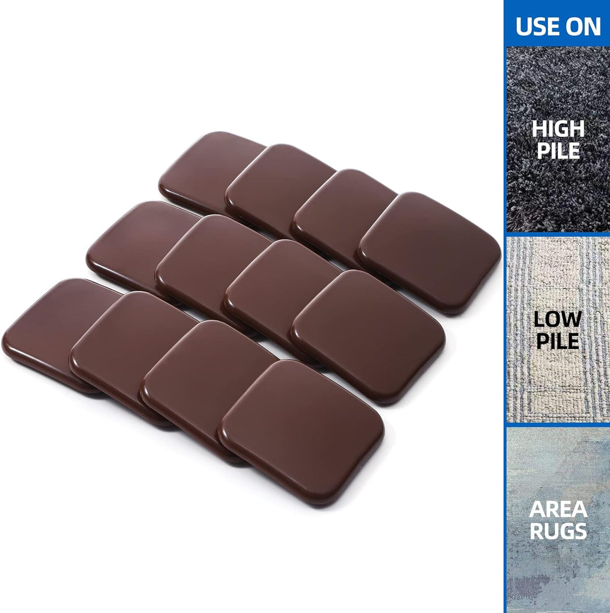 Furniture Sliders, 12pcs 3 inch Square Furniture Moving Kits Carpet Sliders for Moving Furniture