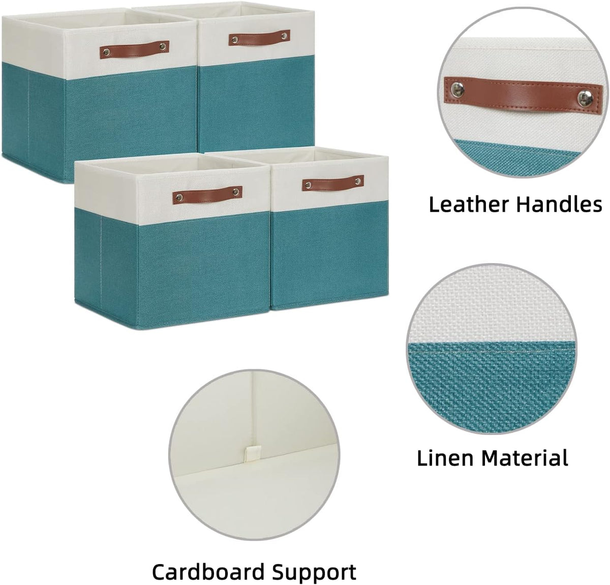 HNZIGE Storage Cubes Bins for Organization Set of 4, Fabric Storage Cube 12 x12, Collapsible