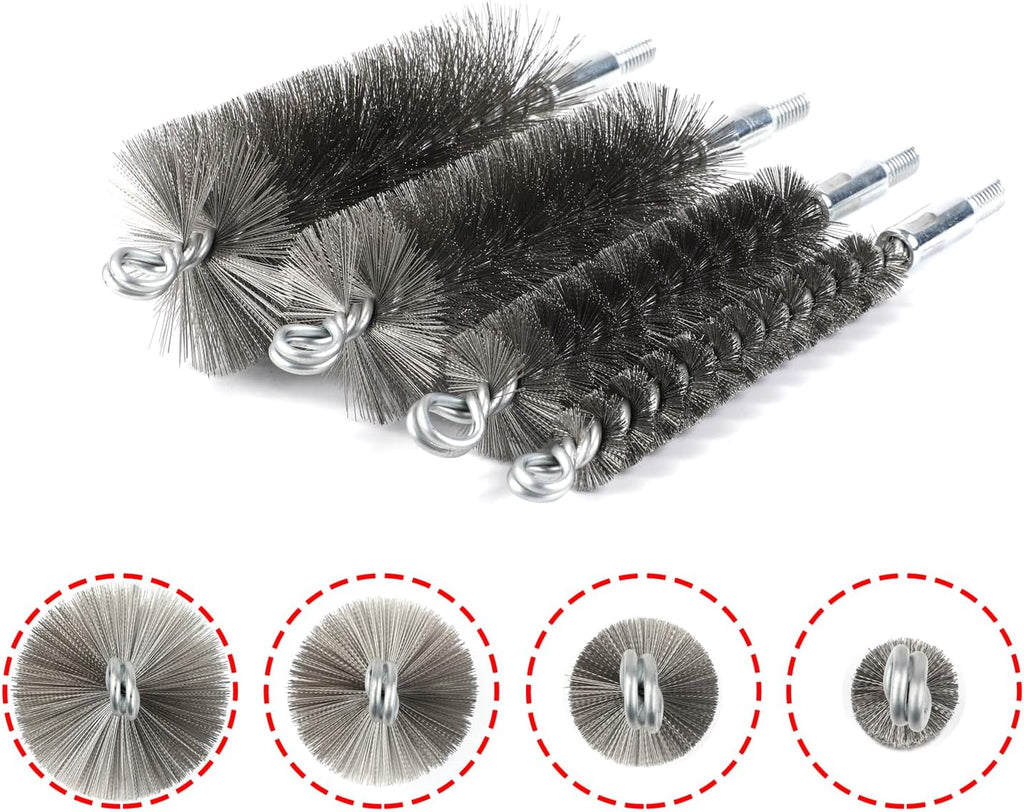 50 in Pipe Cleaning Brush Set with Stainless Steel Bristles, Wire Brush with 4pcs Galvanized Rod