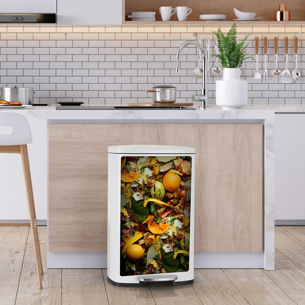 13.2 Gal Kitchen Trash Can, 50L Recycling or Garbage Bin, Brushed Stainless Steel Waste Basket