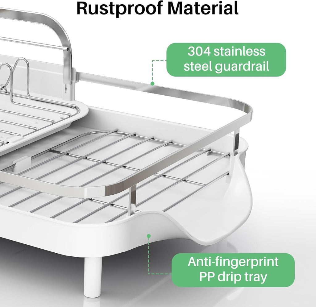 SAYZH Dish Drying Rack - Expandable Dish Rack for Kitchen Counter, Rust-Resistant Dish Drainer with