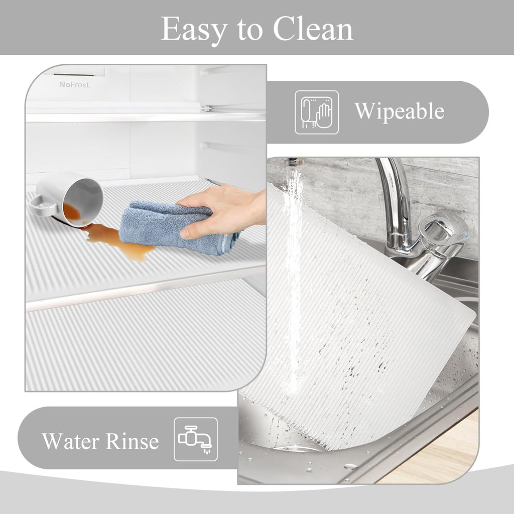 Non-Slip Silicone Refrigerator Liners for Shelves, Reusable Washable Fridge Shelf Drawer Liners