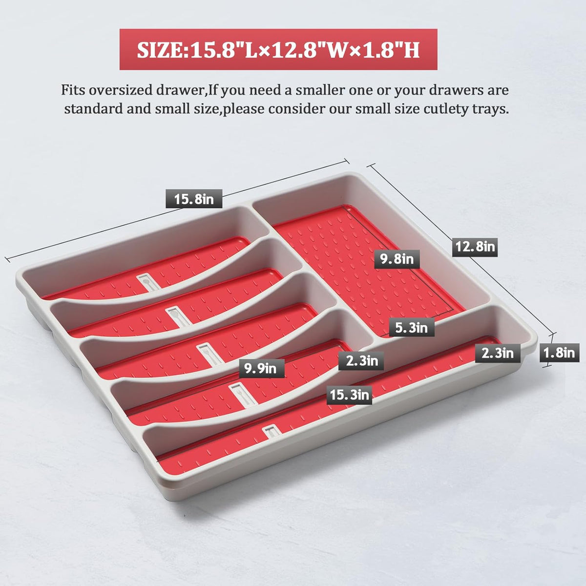 Silverware Organizer with Cutlery Icons，Silverware Tray for Kitchen Drawer，Plastic Flatware
