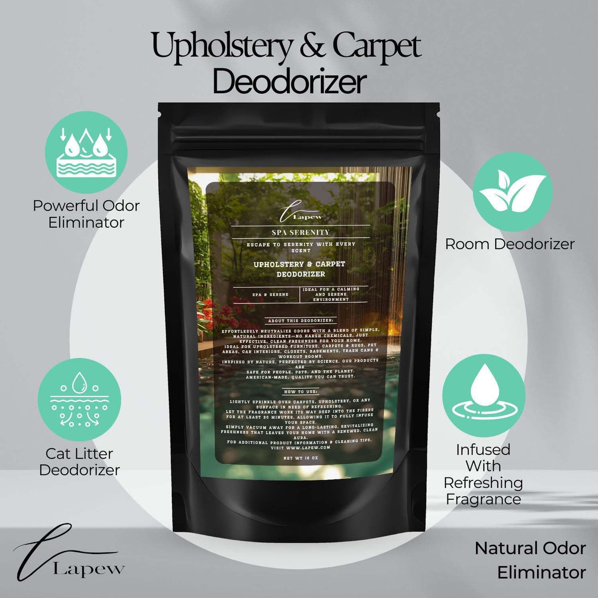 Spa Serenity Carpet Freshener Powder 16 oz | Powerful Odor Eliminator for Home | Upholstery