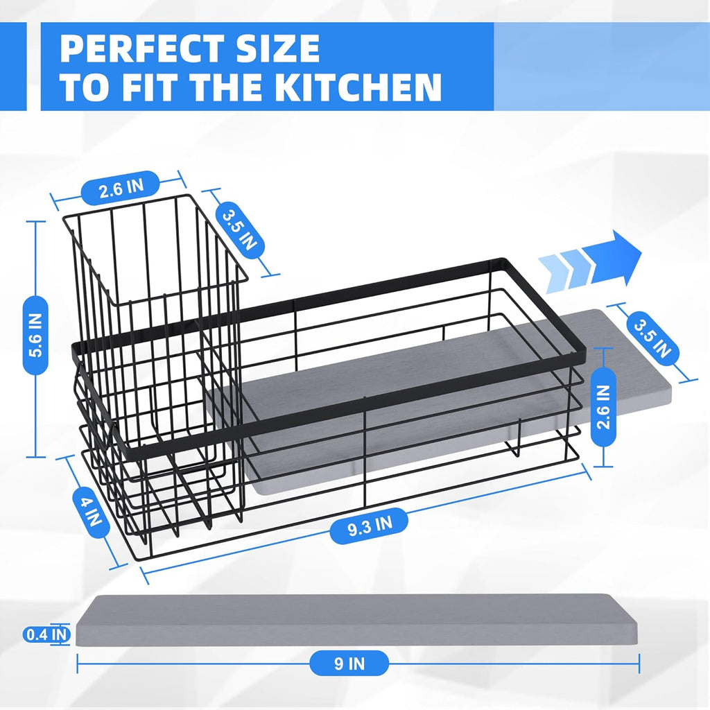 Sponge Holder for Kitchen Sink with Instant Drying Stone, Sponge Caddy, Stainless Steel Sink Caddy