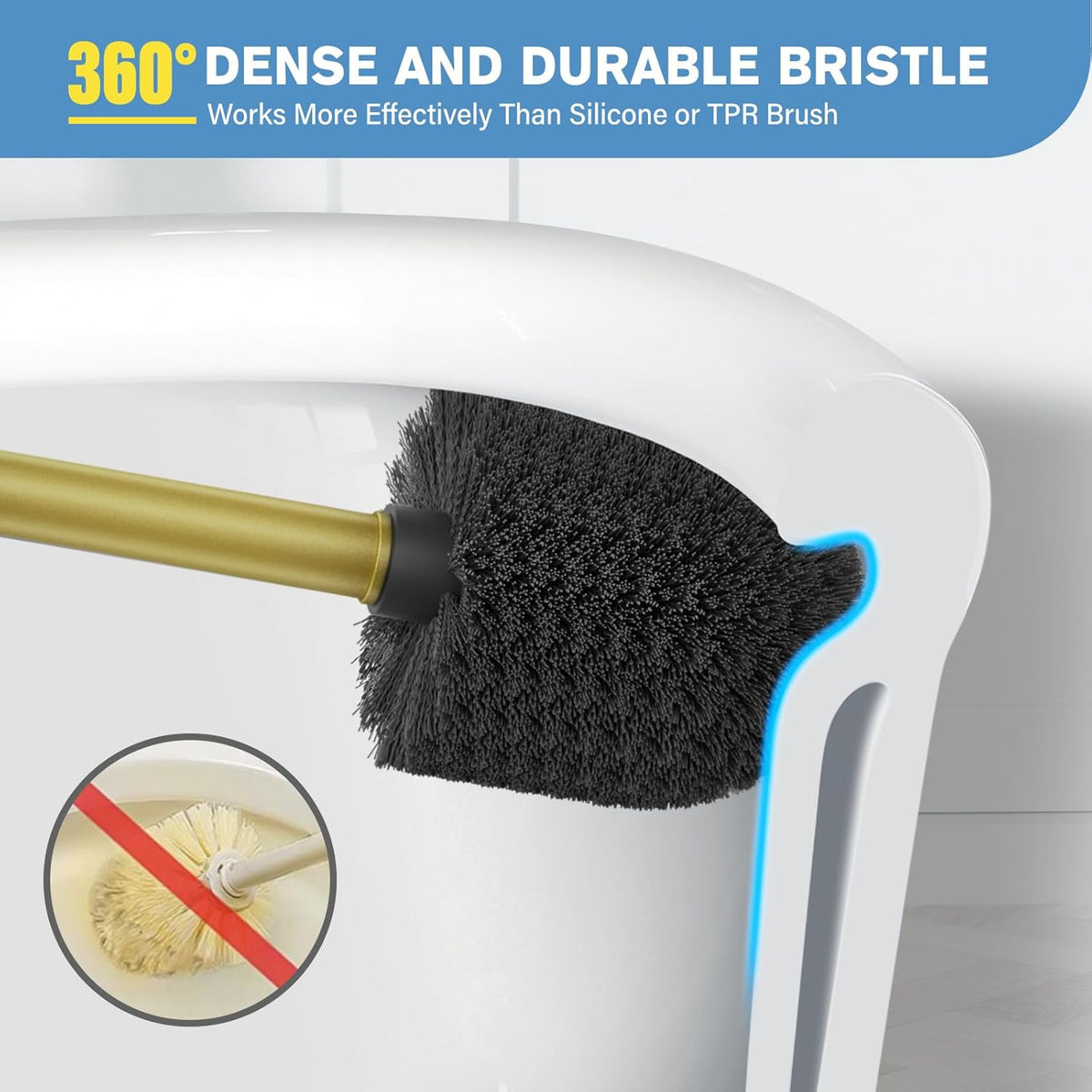UPTRONIC Toilet Brush, Aluminum Alloy Toilet Brush and Holder Set with Extra Long Handle Durable