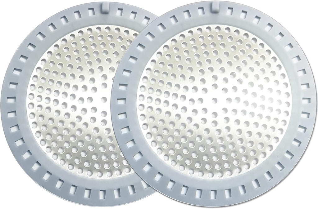 2PCS Shower Drain Hair Catcher, Shower Drain Strainer, Stainless Steel with Silicone Edging, 4.75