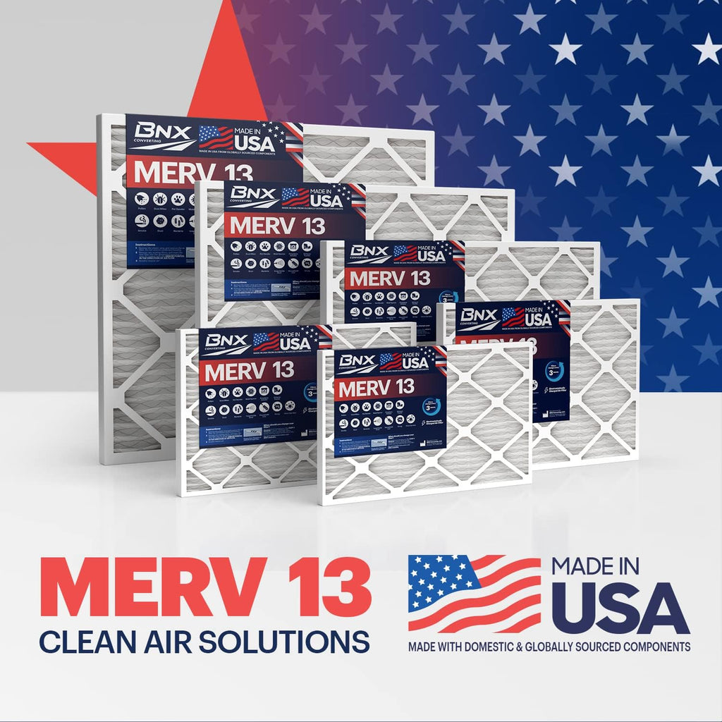BNX TruFilter 20x23x1 Air Filter MERV 13 (6-Pack) - MADE IN USA - Electrostatic Pleated Air