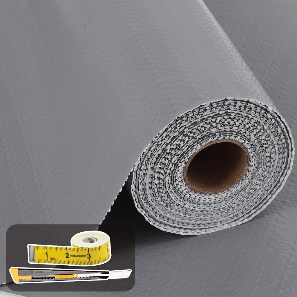 Shelf Liners for Kitchen Cabinets 12in x 30FT Non Adhesive Drawer Liner Grey Thickened Shelf Liner