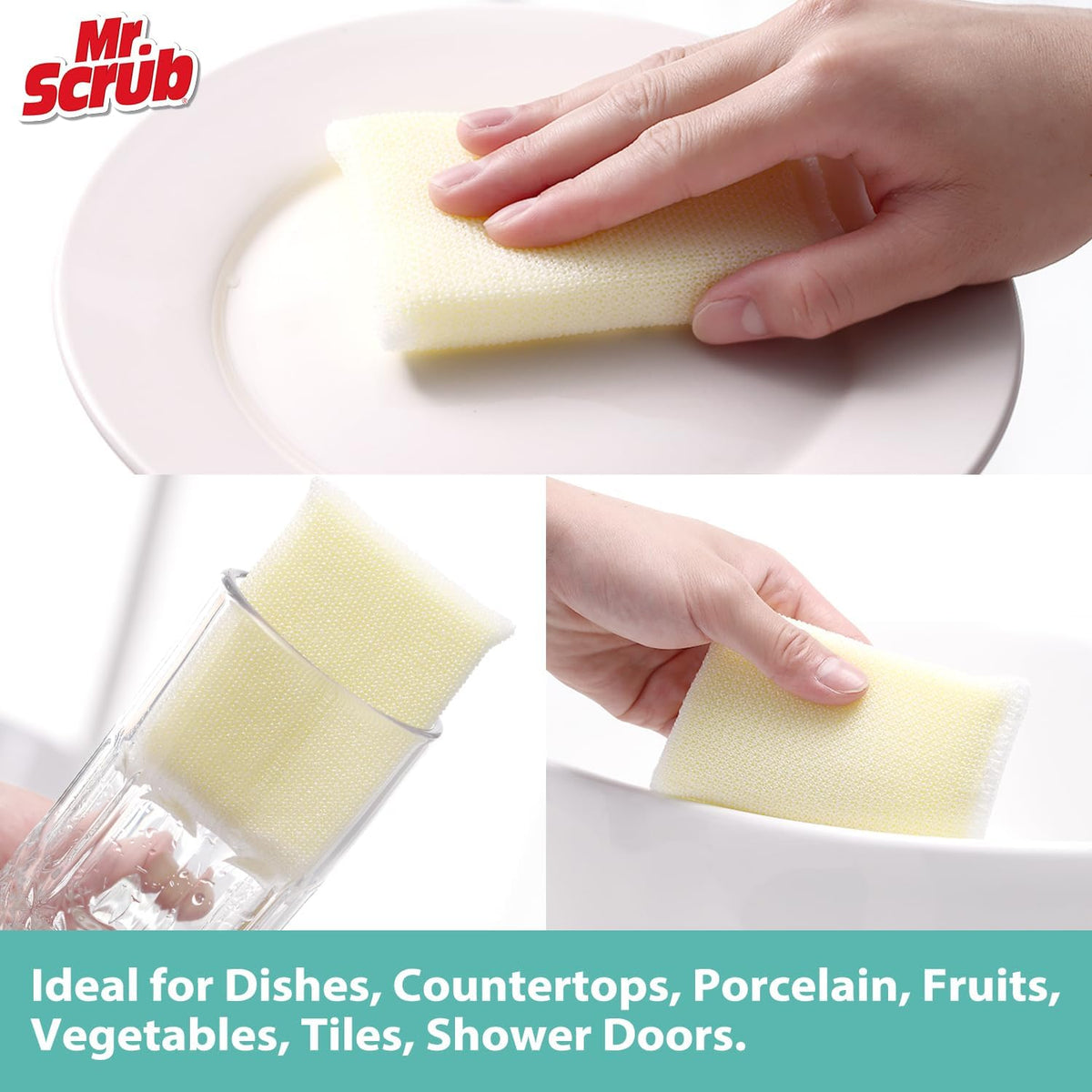 Sponges Kitchen Scrub Dish Sponge Scouring Pad, 48 Pads Cleaning Brush Dishwasher Soap Supplies