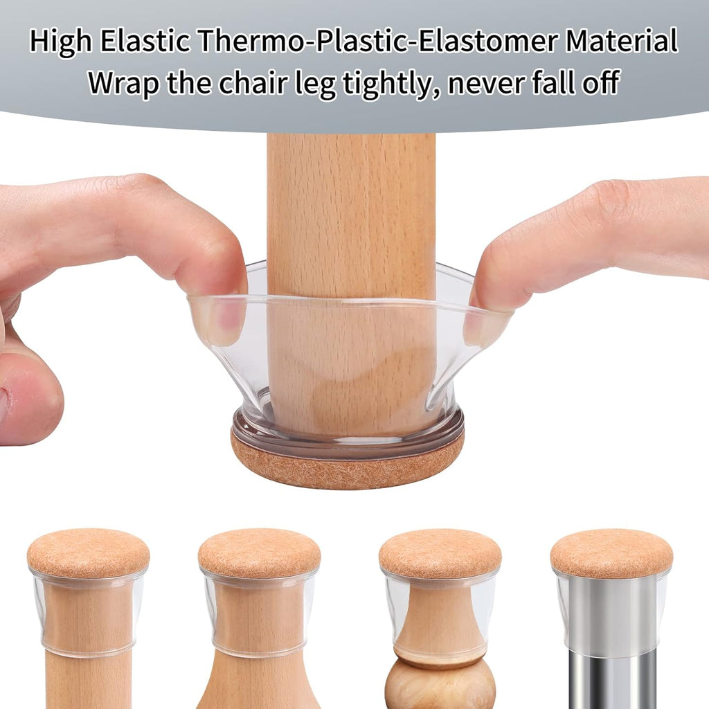 Ezprotekt 8 Pcs Extra Large Chair Leg Protectors with Felt, Silicone Felt Furniture Pads, Floor