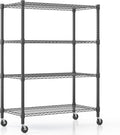 Himimi 18" D×36" W×72" H Storage Shelves with Wheels Metal Wire Shelving Unit 4 Tier Adjustable