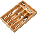 Umilife Bamboo Kitchen Drawer Organizer, 8.25 Inch Silverware Utensils Tray Holder for Small