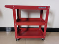 Utility Service Cart, 3 Shelf 150LBS Heavy Duty Steel Rolling Utility Cart, Medium Lipped Shelf
