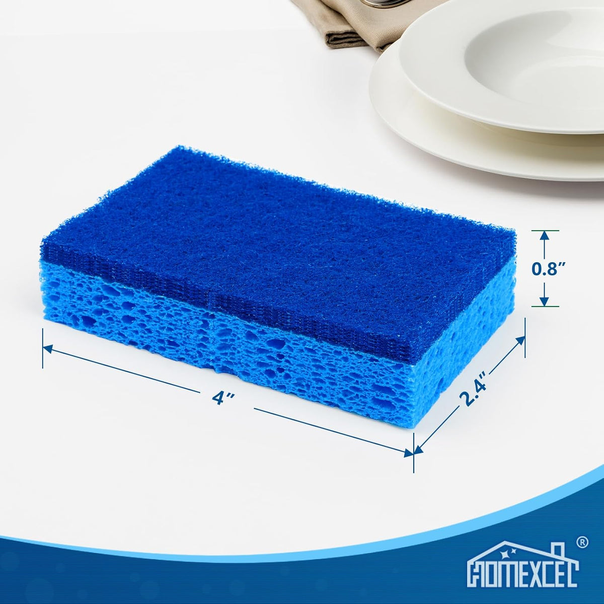 HOMEXCEL Sponges Kitchen 24pcs, Non-Scratch Scrub Dish Sponge Safe on Non-Stick Cookware, Dual