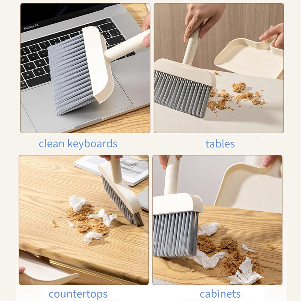 Mini Broom and Dustpan Set - Compact Cleaning Kit for Home, Car, Camping, Pet Hair, Small Spaces &