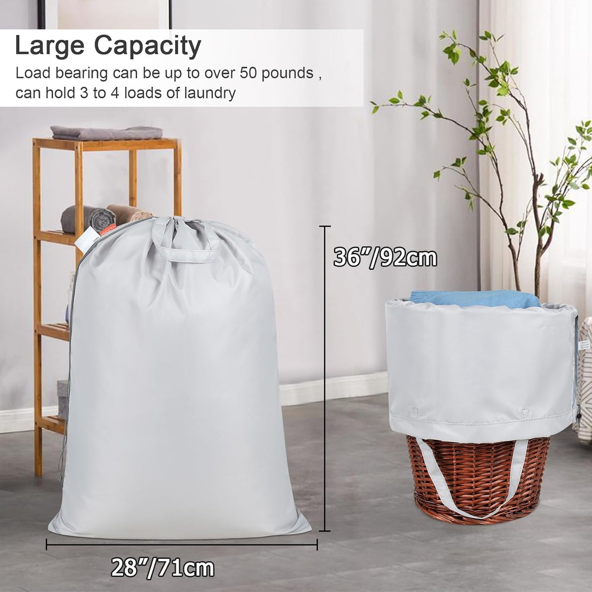 Polecasa Extra Heavy Duty Large Laundry Bag with Sturdy Handles, ID Tag & Drawstring Closure, 28 x