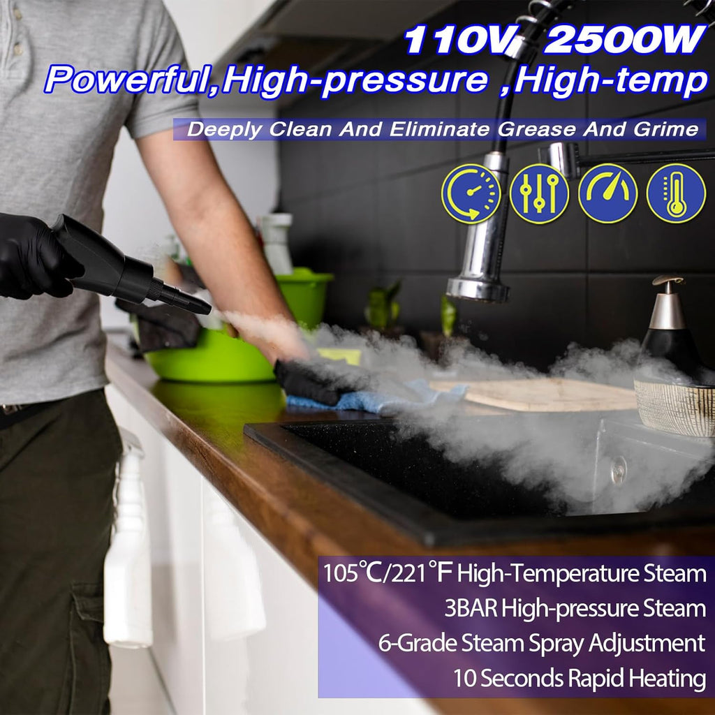 2500W Handheld Steam Cleaner,Portable Car Steamer For Auto Detailing,High-Temperature and Pressure