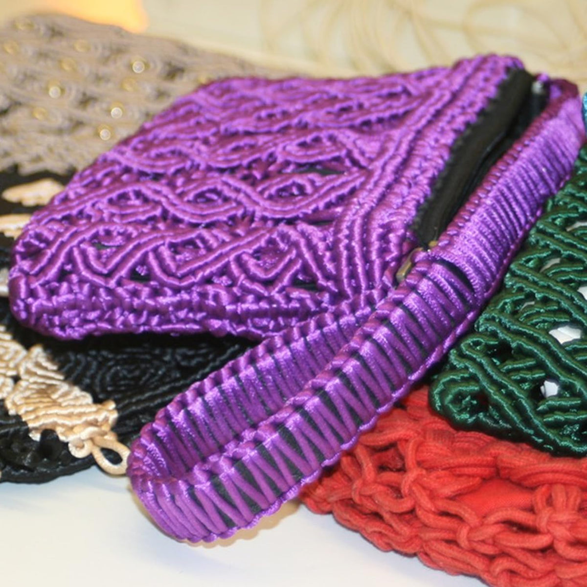 6 PCS Silk Rope Set - 32 Feet Long Nylon Proof Rope Cord and Soft Braided Ropes Black & Purple