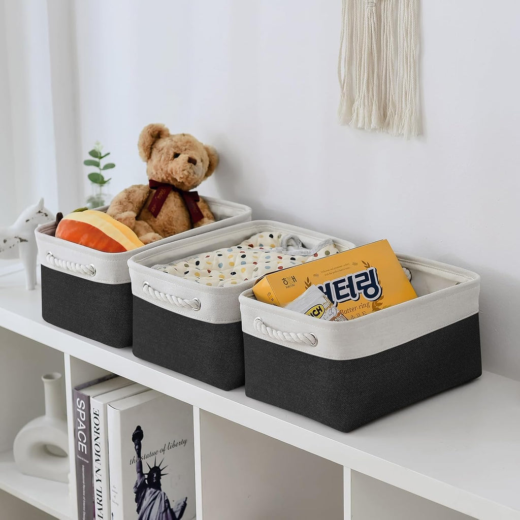 TheWarmHome Storage Basket for Organizing - 3 Pack 13.8x9.8x6.7 inch Medium Collapsible Storage Bin