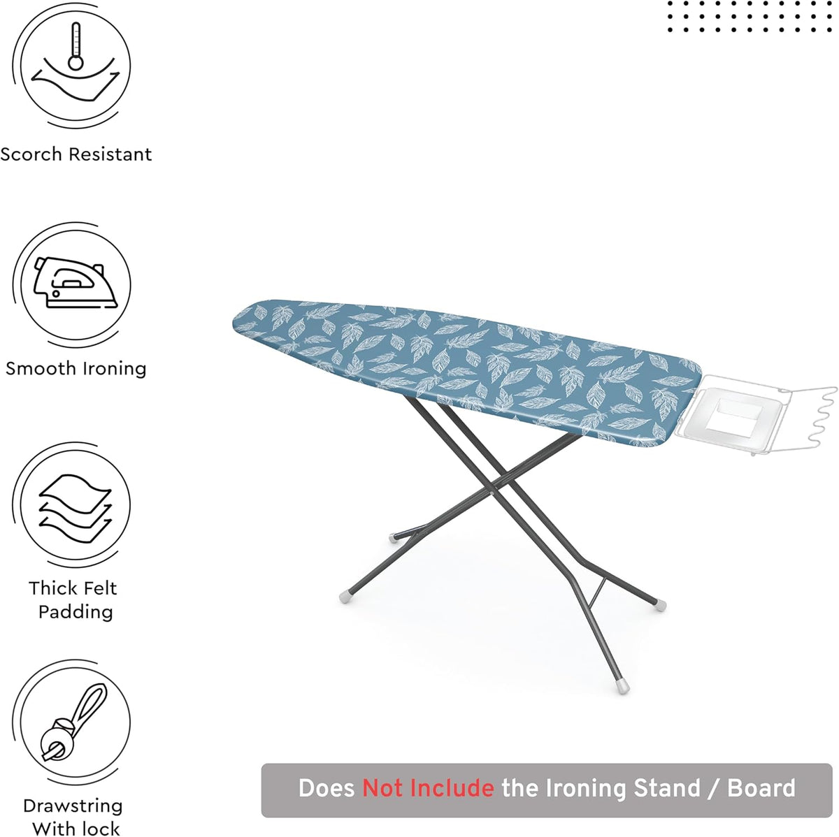 Encasa XO Ironing Board Cover and Pad 49"x18" - Thick 3mm Felt Padding, Drawstring Tightening &