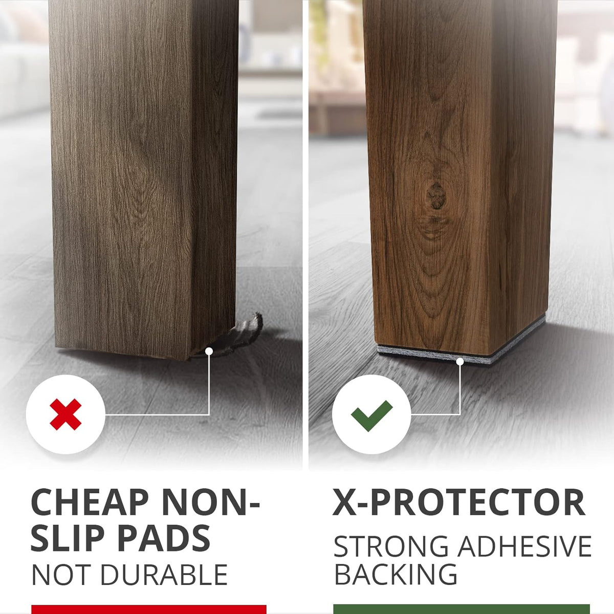 X-PROTECTOR Non Slip Furniture Pads – 4 PCS Premium Furniture Grippers 6"! Best SelfAdhesive Rubber