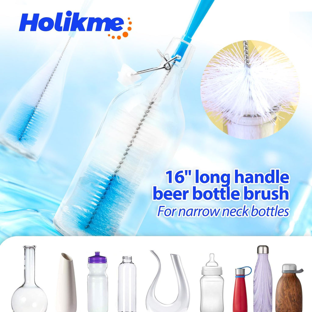 Holikme Bottle Brush Tube Cleaning Lab Set with Long Handle, Cup Cleaner for Washing Narrow Neck
