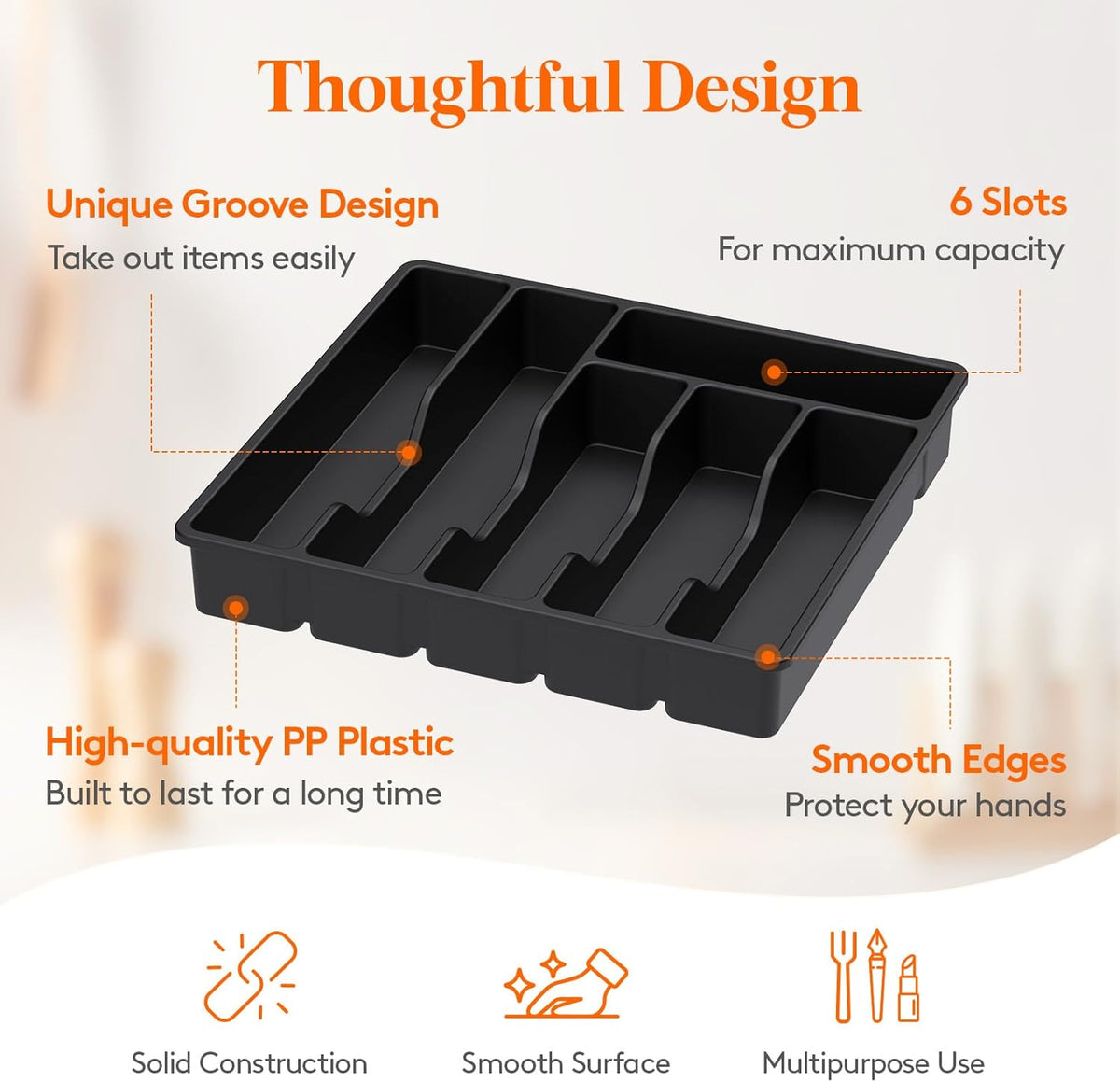 Lifewit Silverware Drawer Organizer Tray, Plastic Cutlery Storage for Kitchen Drawer, Flatware and