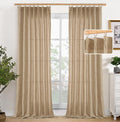 YoungsTex Burlap Linen Semi Sheer Curtains 84 Inch Length for Living Room, Toffee Light Filtering