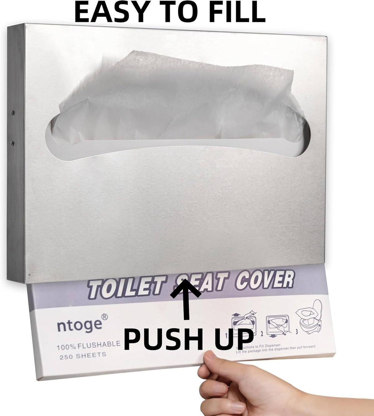 2 Pack Toilet Seat Cover Dispenser,Commercial Stainless Steel Brushed Toilet Seat Cover Holder for