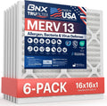 BNX TruFilter 16x16x1 Air Filter MERV 13 (6-Pack) - MADE IN USA - Electrostatic Pleated Air
