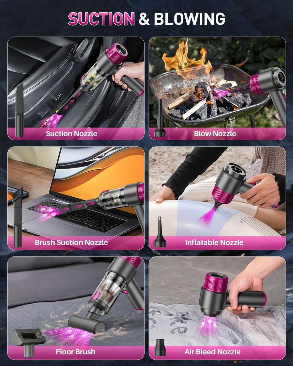 EYYA Handheld Cordless Car Vacuum Cleaner, 4-in-1 Portable Mini Car Vacuum Cleaner, 15000PA High
