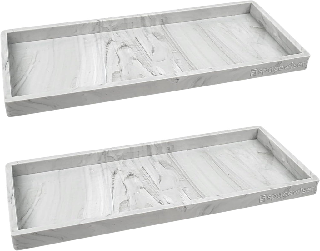Countertop and Vanity Tray - 2 PC Large 11.7" Silicone Bathroom Trays, Counter Organizer, Dish Soap