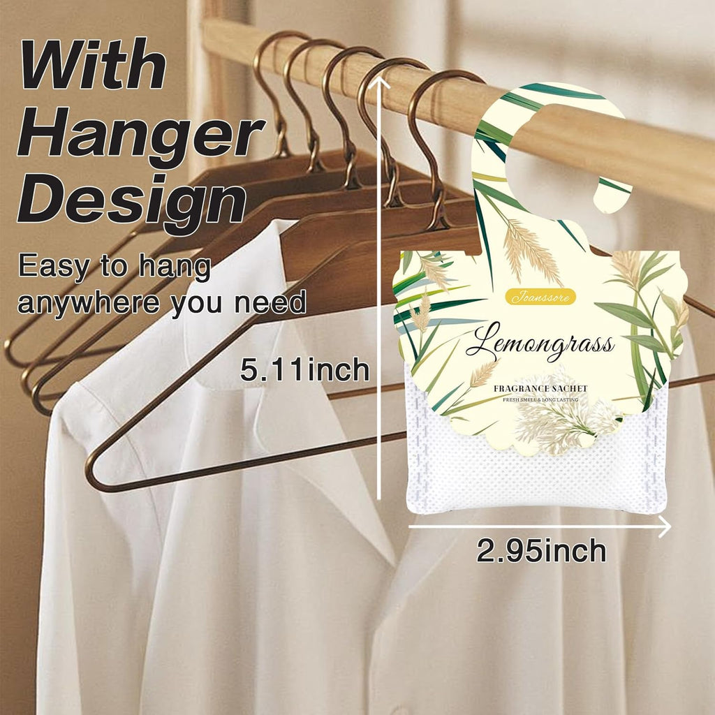 15 Packs Lemongrass Scented Sachets Bag for Drawers and Closets, Air Freshener for Home Fragrance