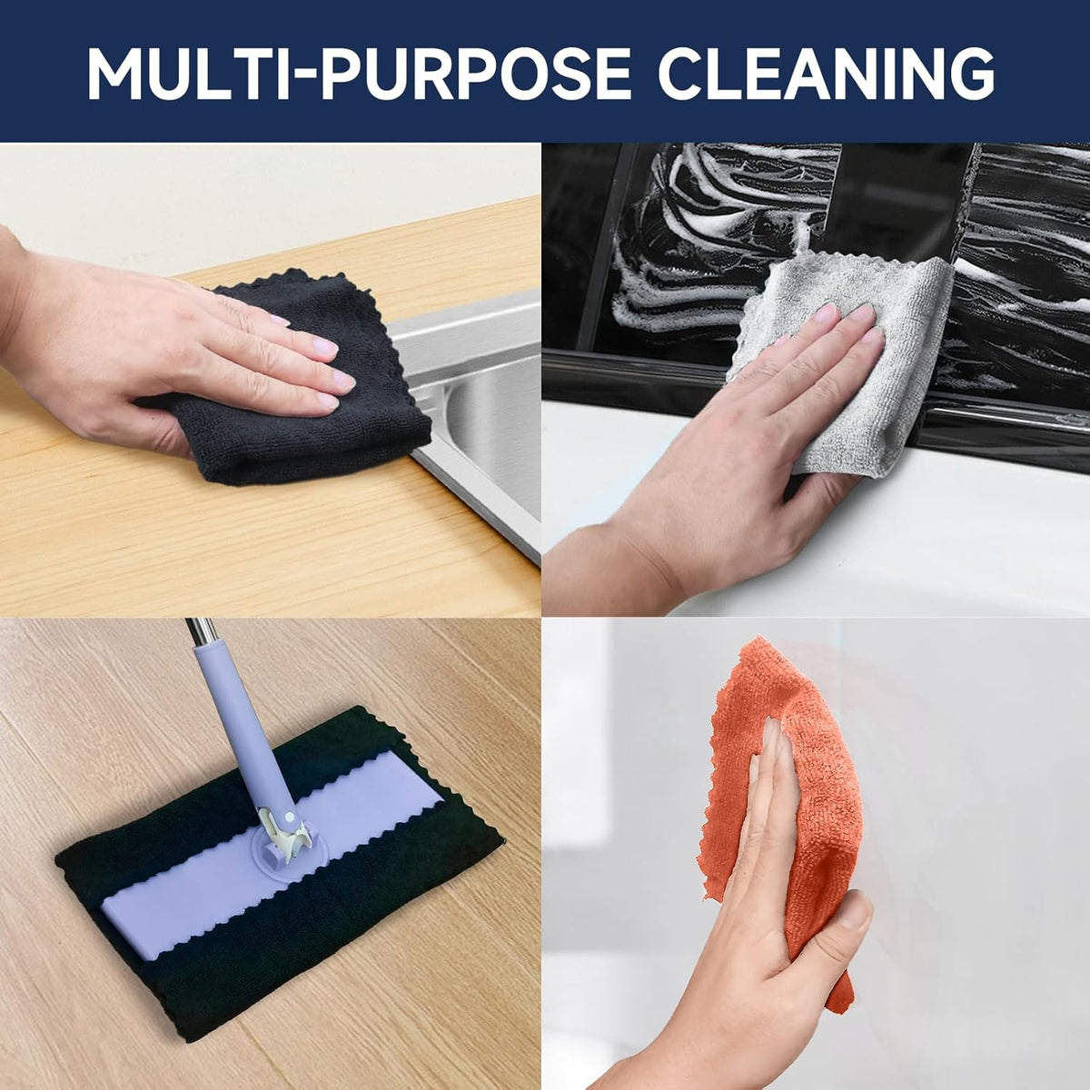 20Pack Microfiber Cleaning Cloth in Bag,Multi-Purpose Reusable Cleaning Wipes Rags,Lint