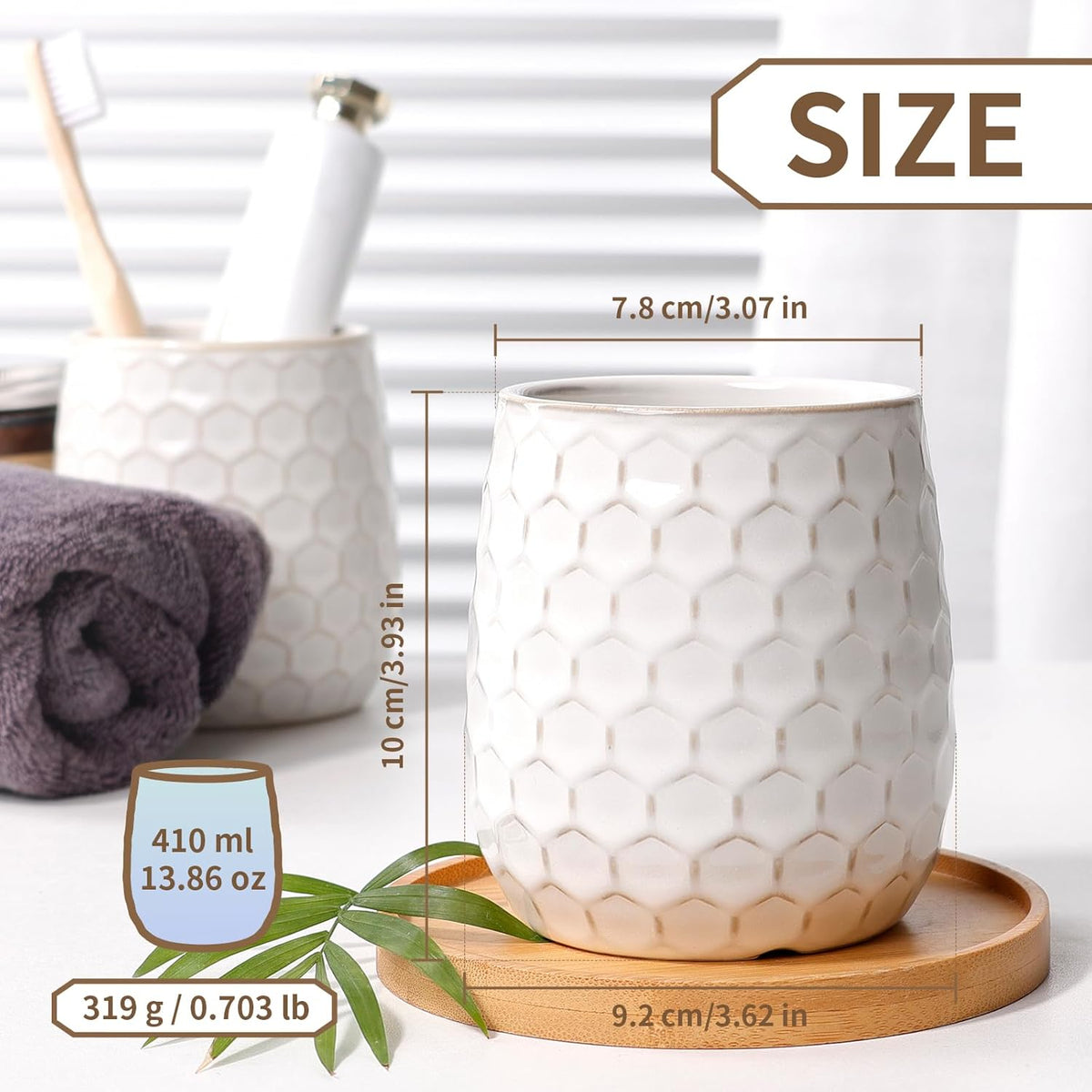 Toothbrush Holder, Tooth Brush Holder for Bathroom - Ceramic Toothbrush Cup White Toothbrush