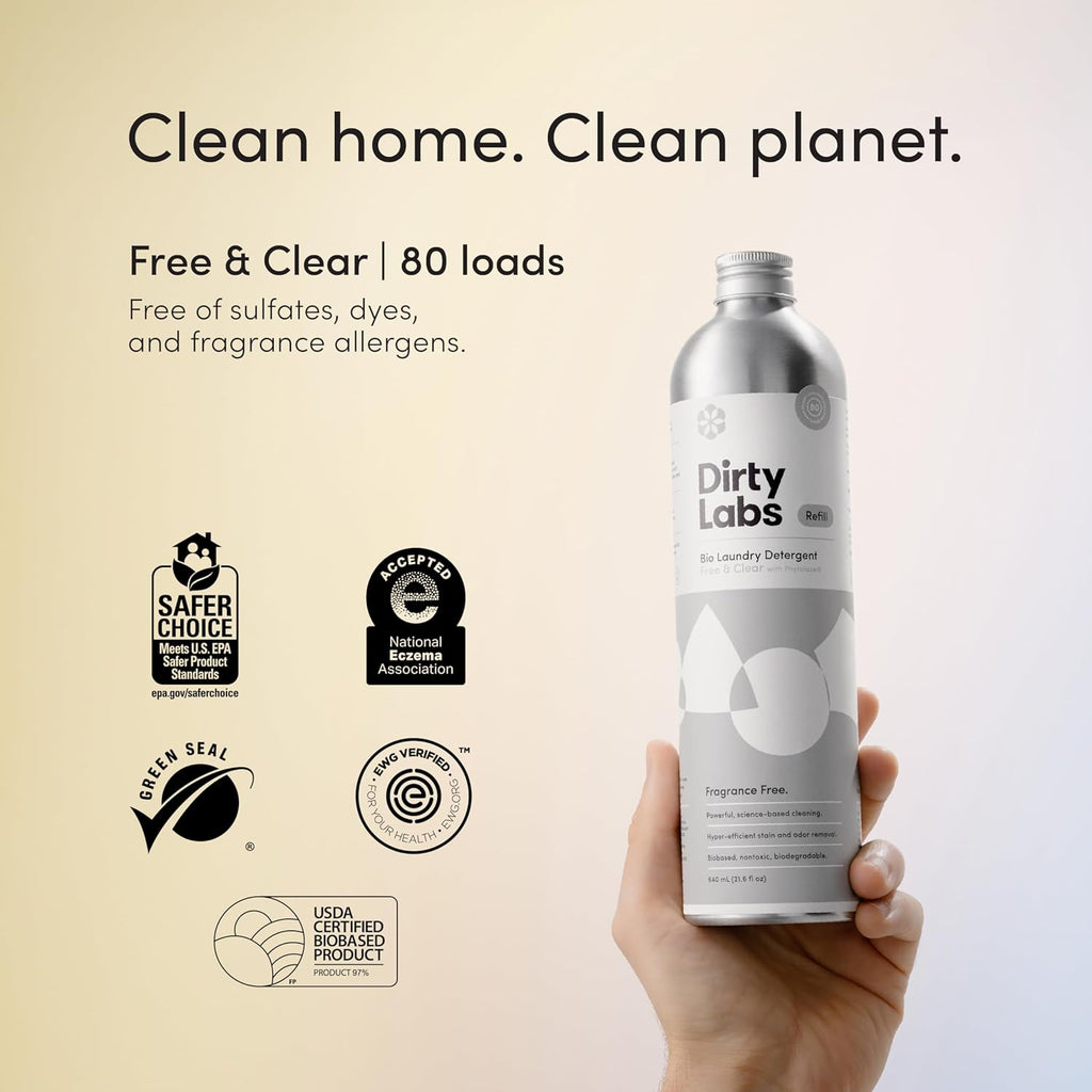 Dirty Labs | Scent Free | Bio Enzyme Liquid Laundry Detergent | 80 Loads (21.6 fl oz) |
