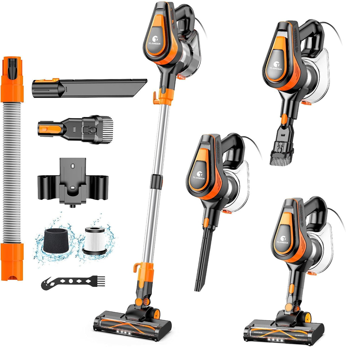 23Ft Corded Vacuum Cleaner, 600W Powerful Self-Standing Stick Vacuum for Home with 20Kpa Suction, 2